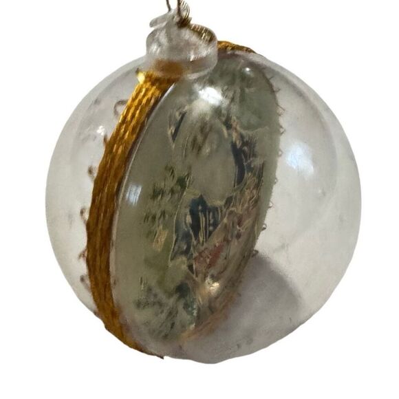 Vintage Christmas Ornament Santa Claus Double Sided Plastic Ball Retro Ornament - Picture 6 of 7